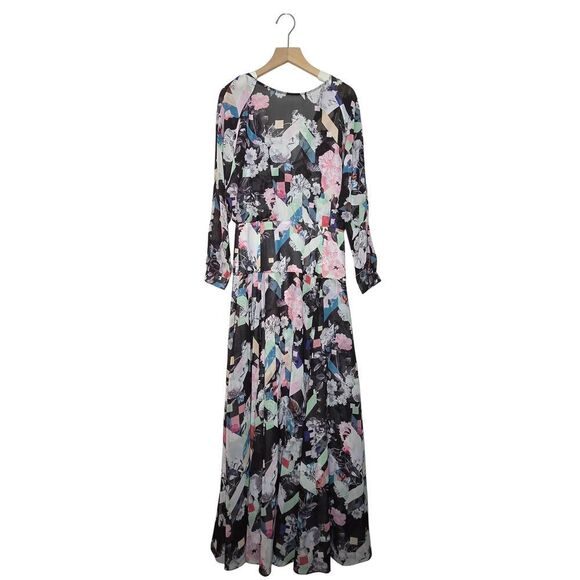 Rebecca Minkoff Lyric Maxi Dress Long Sleeve Colorful Size 2 - Picture 1 of 8
